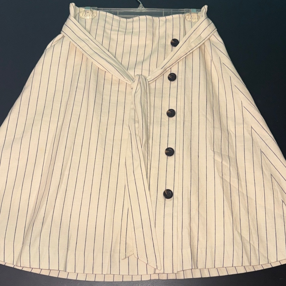 Ann Taylor Cream and Navy Striped A-Line Skirt - Picture 3 of 5